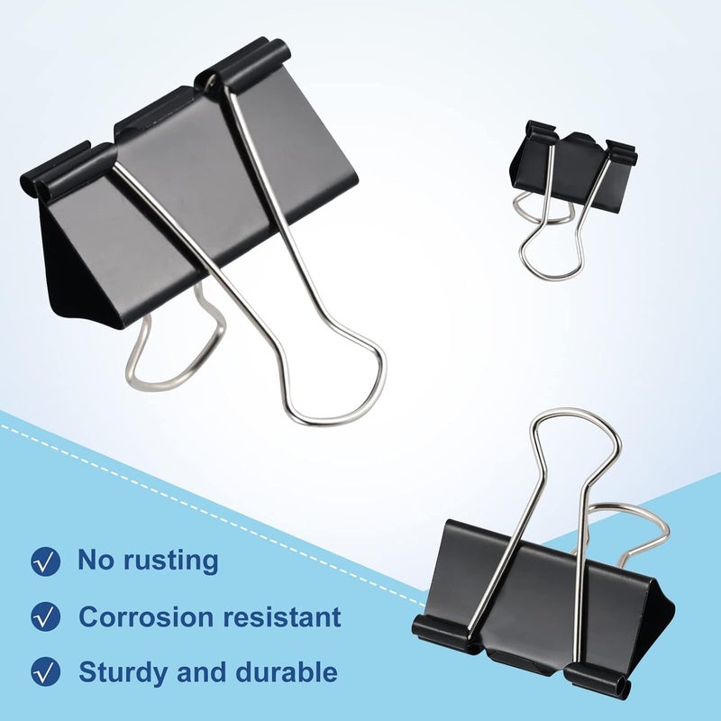 EFOK 208 PCS Binder Clips Paper Clamps Assorted Sizes, Metal Paper Binder Clip, Black Binding Paperwork Clamp Bulk, School Teachers Office Supplies - Image 2